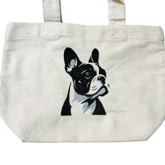 フレンチブルドッグの刺しゅうトートバッグ（小）