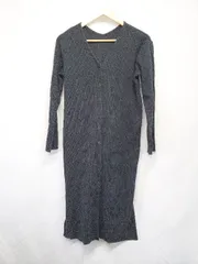 ◇ ⊇ BEAUTY & YOUTH リブ フロントボタン 長袖 膝下丈 ワンピース 表記なし ブラック系 レディース E  【1508060007087】