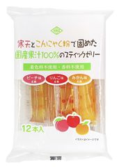 3004326-os  寒天とこんにゃく粉で固めた国産果汁100%のスティックゼリー192g(16g×12本)【花田食品】※14営業日以内に発送