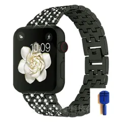 【SHOPS】AppleWatch ベルト ダイヤベルト 黒 バンド アップルウォッチ E019