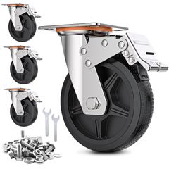 新品 COOWOO 8インチ キャスター 4個セット 車輪 ブレーキ付き 高耐久性 耐荷重1200KG 360度回転 静音 ミュートシリーズDIY家具交換キット ホイール径200mm (8インチ（4個セット）)