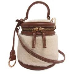 ザラ ZARA フェイクファー ショルダー ハンドバッグ 2way バケツ型 ベージュ ブラウン系