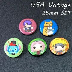 缶バッジ　アメリカ　輸入雑貨　ビンテージ　25mm　 『 5個セット (53) 』　当時物ヴィンテージ　バッチ　　ピンバッチ　　※　メッセージ 　アドバタイジング　ピンズ　広告　( BAT869 )