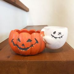 ジャックオーランタンポット24ゴースト　ハロウィン雑貨　ジャックオーランタン　かわいい植木鉢　多肉植物　花寄せ植え　インテリア雑貨　オバケ　お好きなお色をお選び下さい♪