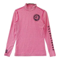 サイズ：0 PEARLY GATES パーリーゲイツ  ハイネック 長袖 インナーTシャツ 千鳥格子柄 ピンク系 [240101442946] ゴルフウェア レディース ストスト