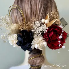 髪飾り 成人式 結婚式 レッド 和装 赤ピオニー＆黒 オーガンジー 振袖