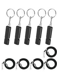 新品 【Marcea】ホイッスル 笛 防災 救援 大音量 緊急ホイッスル ネックストラップ付き アウトドア 学校 ジム キャンプ ハイキング 生存 コーチ 審判 (ブラック 5枚)