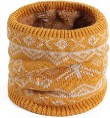 LivKids 裏ボア ネックウォーマー キッズ ジュニア 男の子 女の子 防寒 スポーツ スヌード 男女兼用(イエロー,  高さ20.5cm、幅24cm)