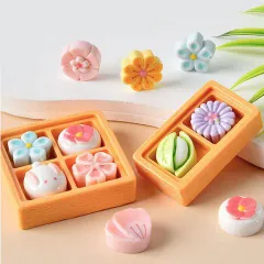 ミニチュア 和菓子 仕切り ケース付き デコパーツ お菓子 フード 食玩 皿 トレー 食べ物 1セット ym1-2704