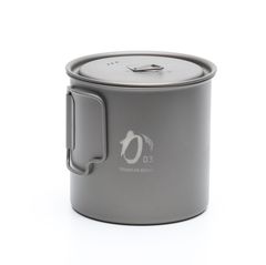 KA03  アウトドア　キャンプ用品　超軽量化　チタンポット　650ml（蓋付き）KPOT-650-C