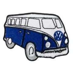 ワッペン アイロン ワーゲンバス ヒッピー レトロ アート ブルー 車 CAR デザイン ワッペン デザイン アップリケ わっぺん パッチ 膝あて アイロンで簡単貼り付け