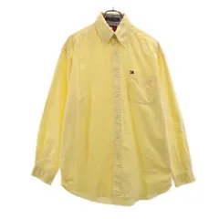 トミーヒルフィガー 90s オールド フラッグタグ オックスフォード 長袖 ボタンダウンシャツ M イエロー TOMMY HILFIGER ロゴ刺繍 メンズ 【中古】  【230830】