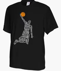 [ARTWORKS-KOBE] アートワークスコウベ ダンクシルエット レタリングデザイン バスケットボール 半袖 ドライTシャツ  ブラックS〜XXL（3L）