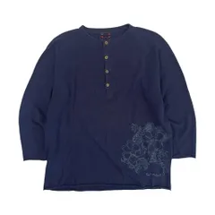 Karl Helmut カールヘルム 花柄刺繍 ヘンリーネック コットン ニット 長袖 カットソー サイズ M/パープルのサムネイル