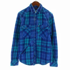 ブルーブルー BLUE BLUE シャツ カジュアルシャツ 長袖 チェック コットン 1 S 青 ブルー /KU
