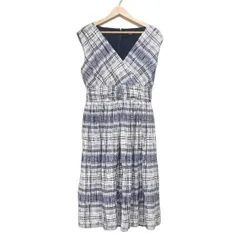 BrooksBrothers(ブルックスブラザーズ) ワンピース サイズ8 M レディース美品  - 白×ブルーグレー×ダークネイビー
