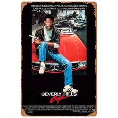 【787】新品 レトロ アルミ看板 ★ BEVERLY HILLS COP ★ ビバリーヒルズコップ エディマーフィ アクション コメディ 映画 警察 アメリカン雑貨 ガレージ フェンス ヴィンテージ ブリキ看板