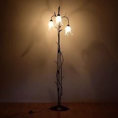 ガラス工芸 ガレ風 葡萄文様 3灯式 特大 フロアランプ/フロアスタンド