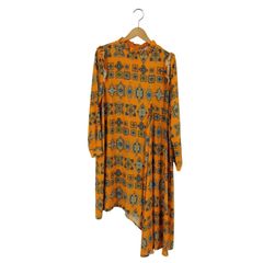 ユーズドフルギ USED古着 総柄 アシンメトリー フリルワンピース