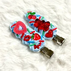 【No.98】前髪クリップ ホイップデコ 水色