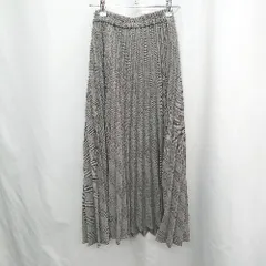 ◇ Θ any FAM エニィファム チェック柄 プリーツ ロング丈 フレア スカート サイズ1 グレー ブラック レディース E  【1505220014886】