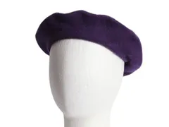 【お得なクーポン配布中!】 ウール ベレー帽 メンズ レディース フリーサイズ 古着 無地 ベレー 帽子 フェルト ウールキャップ パープル シンプル トラッド カジュアル