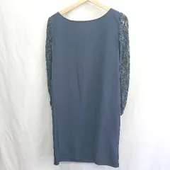 ◇ ⊂ PourVous プールヴー レース生地 ノースリーブ ひざ丈 ワンピース サイズM ネイビー レディース E  【1411210011875】