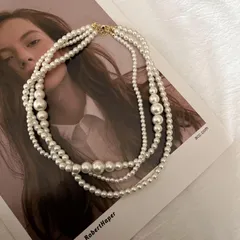 ランダムパールネックレス　パールチョーカー　結婚式　パーティー