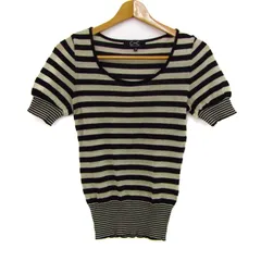 クード・シャンス ニット トップス 半袖 ボーダー柄 ラメ 日本製 レディース 38サイズ ベージュ×黒 COUP DE CHANCE 【中古】