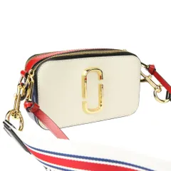 美品 Marc Jacobs マークジェイコブス スナップショット ショルダーバッグ ホワイト レッド ネイビー レディース 古着 中古 USED