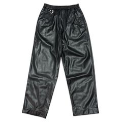 th　Fake Leather Track Pants
