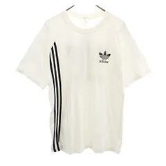 アディダス 80s トレフォイルロゴ ヴィンテージ バックプリント 半袖 Tシャツ L ホワイト adidas メンズ 古着 【240406】 メール便可