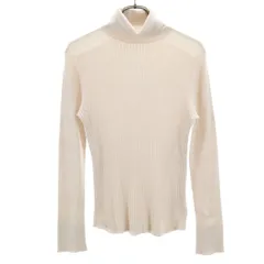 INED イネド 日本製 長袖 タートルネック リブ ニット 11 ベージュ セーター レディース 古着