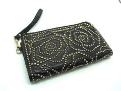 ■美品■ MICHAEL KORS マイケルコース レザー スタッズ 二つ折り 長財布 ウォレット 札入れ 小銭入れ レディース ブラック系 DH3942