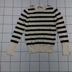 ◇ ⊇ ZARA ザラ ボーダー柄 長袖 ニット サイズS アイボリー系 ブラック系 レディース E  【1509100031529】