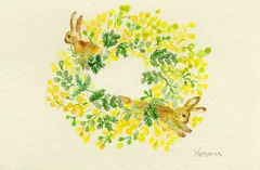 ３枚＊ポストカードセット＊ミモザ＊リース＊花＊チューリップ＊猫＊うさぎ＊リス