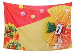 【新品未開封】 初日の出 朝日 和風 梅 和柄 和モダン 桜 テレワーク 背景 鶴 リモートワーク 背景布 門松 大きい 壁 羽子板 布 目隠し 部屋 年賀 飾り zoom 謹賀新年 大きい 大判 正月 インテリア おしゃれ タペストリー インスタ映え グッズ