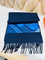 HERMES プリントシルクパッチ カシミヤマフラー 箱付き 2962 HERMES】エルメス プリントシルクパッチ カシミヤマフラー