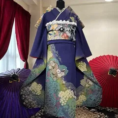 振袖セット 赤系 辻が花 部分絞り 桜 藤 銀通し 正絹