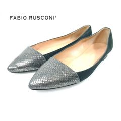 hws00837 ファビオルスコーニ FABIO RUSCONI フラットシューズ パイソン ポインテッドトゥ 37 バイカラー スエード レザー