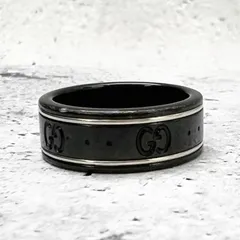 GUCCI アイコンリング　約8号　ブラック　クリーニング済 GUCCI - 新品 グッチ GUCCI リング アイコン ブラック 黒