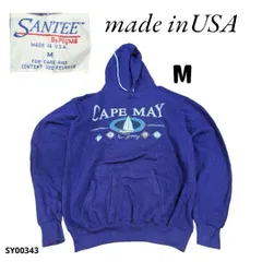 90s USA製SANTEE古着プリントスウェットパーカーMパープル SY00343