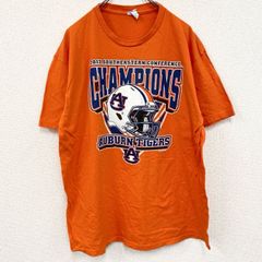 古着 used　半袖プリントTシャツ　オーバーンタイガース　アメフト　クルーネック　レトロデザイン　オレンジ　XLサイズ