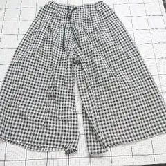 ◇ ⊂ ABITOKYO アビトーキョー チェック柄 イージーワイドパンツ サイズL ブラック ホワイト系 レディース E  【1508060022233】