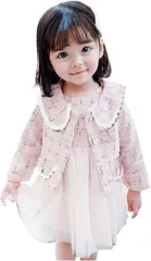 しあわせ倉庫 キッズ フォーマル 女の子 ワンピース ドレス チェック柄 ガールズ ジャケット 子供服 長袖 入園式 卒園式 入学式 七五三 結婚式 発表会(ピンク,  120)