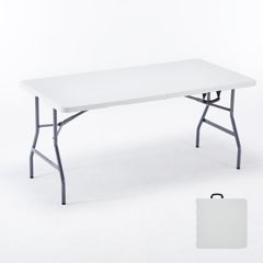 BOOSDEN 折りたたみテーブル 152x75x72cm アウトドア テーブル ダイニングテーブル コンパクト 組立不要 食卓 リビングテーブル 作業テーブル 持ち運び 軽量 イベント用 室内/屋外 ホワイト