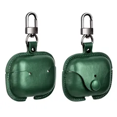 【特価商品】YAODLE AirPods Pro ケース 第2世代 (2023/2022) エアーポッズプロ ケース 本革 イタリアンレザー エアーポッズプロ用 カバー 高級 本革 PU革 全面保護 耐衝撃 ワイヤレス充電対応 前面LEDランプが見(グリーン)