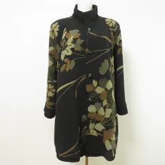 #anc シセンドウ 詩仙堂 ヒトシタムラ ジャケット コート 黒 茶 ちりめん リバーシブル スタンドカラー 和柄 花柄 レディース [968937]