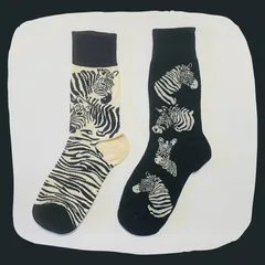 しまうま＆ゼブラ クルーソックス #054　左右非対称