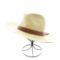 ロエベパナマ帽x革リボン